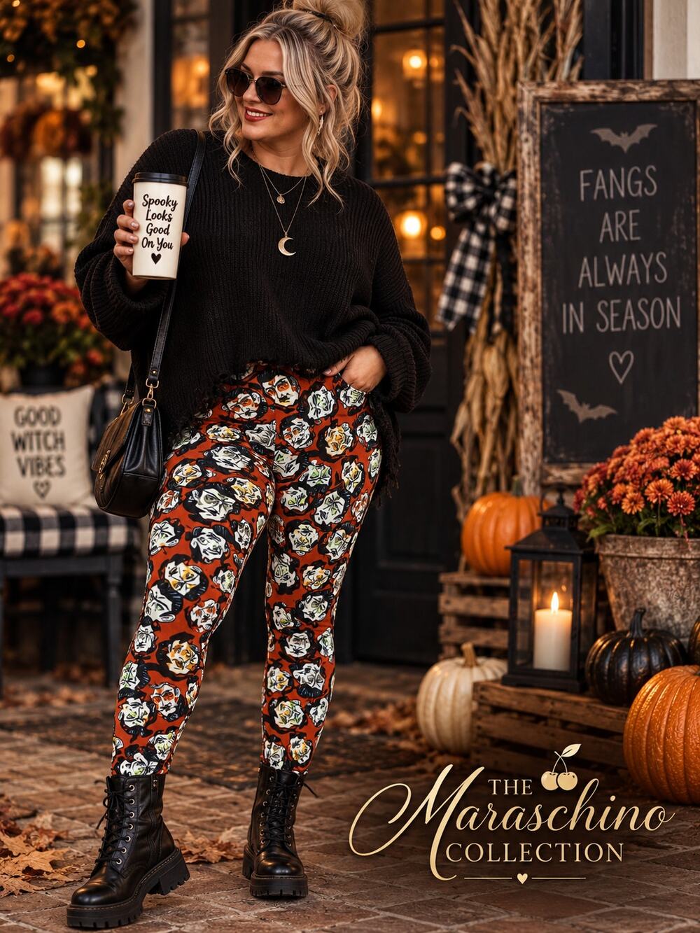 LuLaRoe TC2 Halloween Vampire Dracula Leggings Plus Size Spooky Cute NWOT